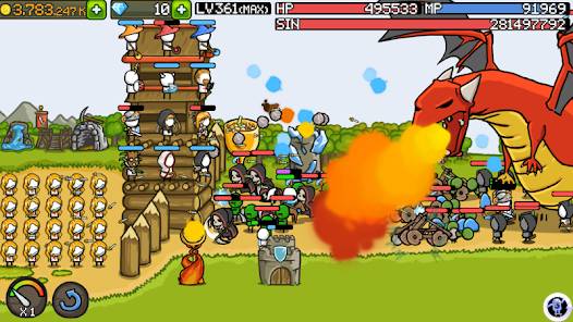 Grow Castle MOD APK v1.40.10 (Unlimited Money, MOD Menu) 4 Unlimited coins being used to upgrade towers in Grow Castle Mod APK